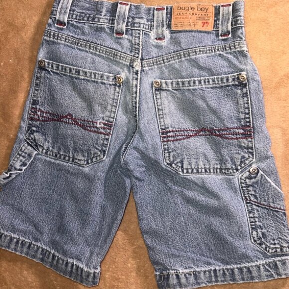 Vintage 90s Bugle Boy 4R Blue Denim Cargo Carpenter 4 Pocket Shorts (U) - Picture 6 of 7